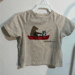 Eddie Bauer Gray Kids Shirt with Bear and Raccoon Design
